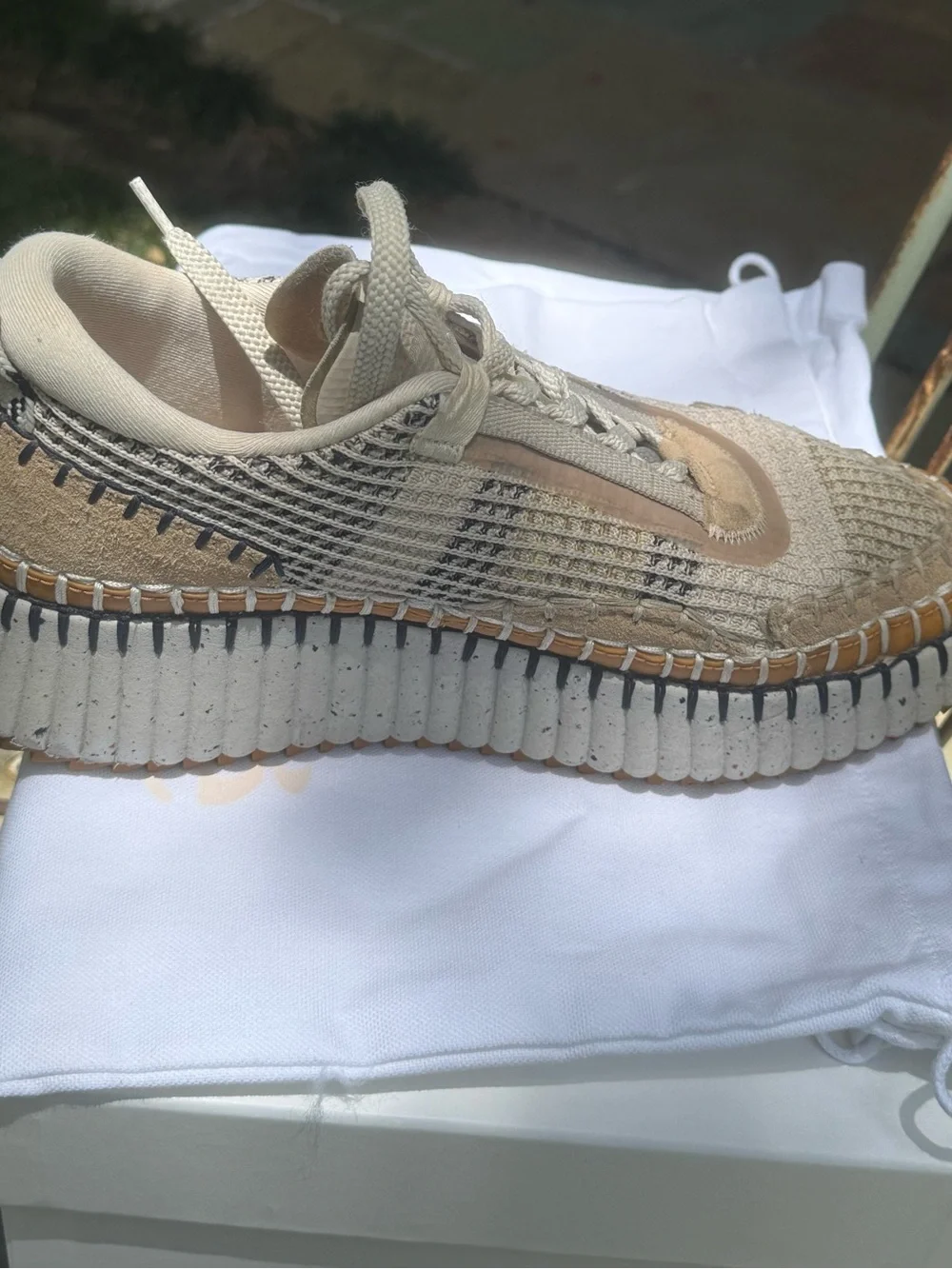 Original Chloe Nama Sneaker Biscotti Beige Size 39 Box/Bag inc